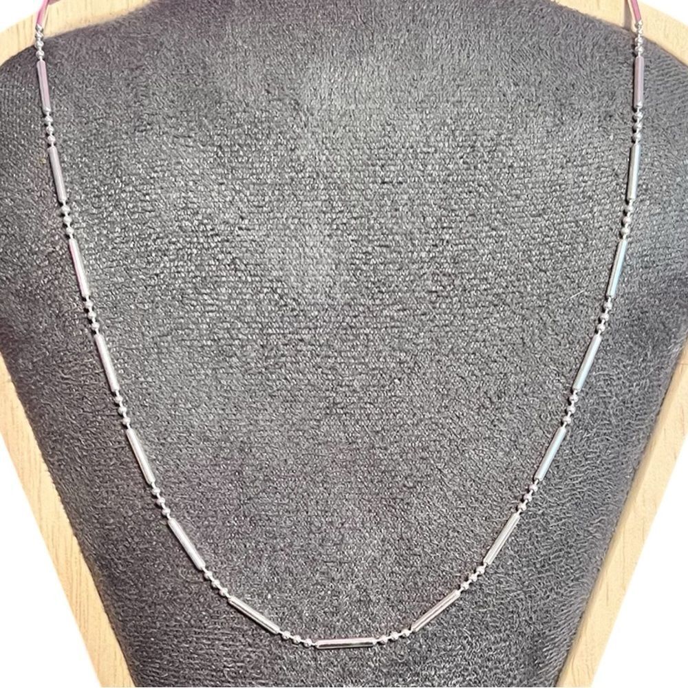Elegant Italian Made 925 Sterling Silver Bar And Ball 16MM Chain Necklace